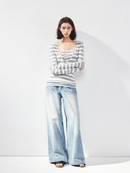 kvkv V-neck Layered Stripe Tee