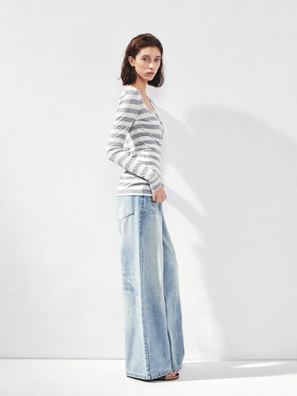 kvkv V-neck Layered Stripe Tee