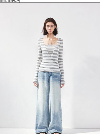 kvkv V-neck Layered Stripe Tee