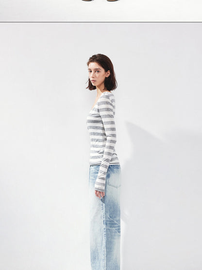 kvkv V-neck Layered Stripe Tee
