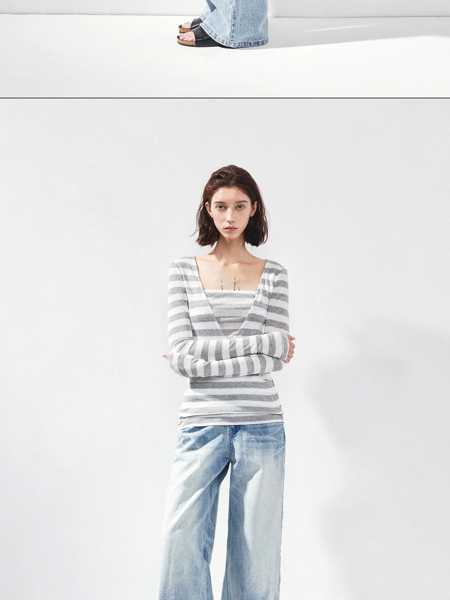 kvkv V-neck Layered Stripe Tee