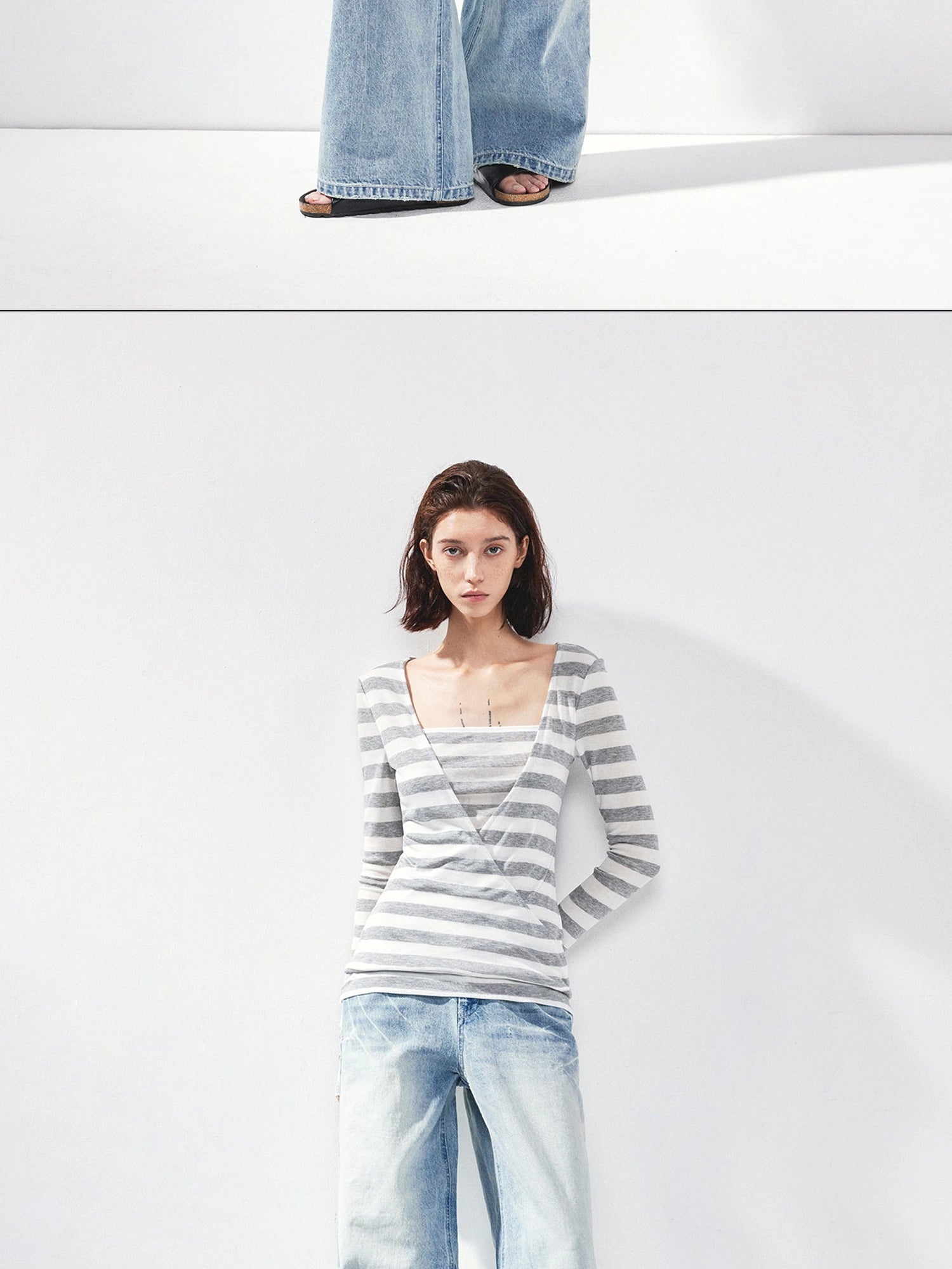kvkv V-neck Layered Stripe Tee