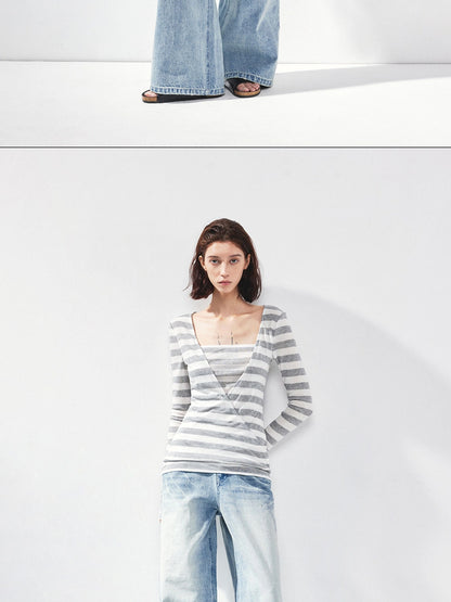kvkv V-neck Layered Stripe Tee