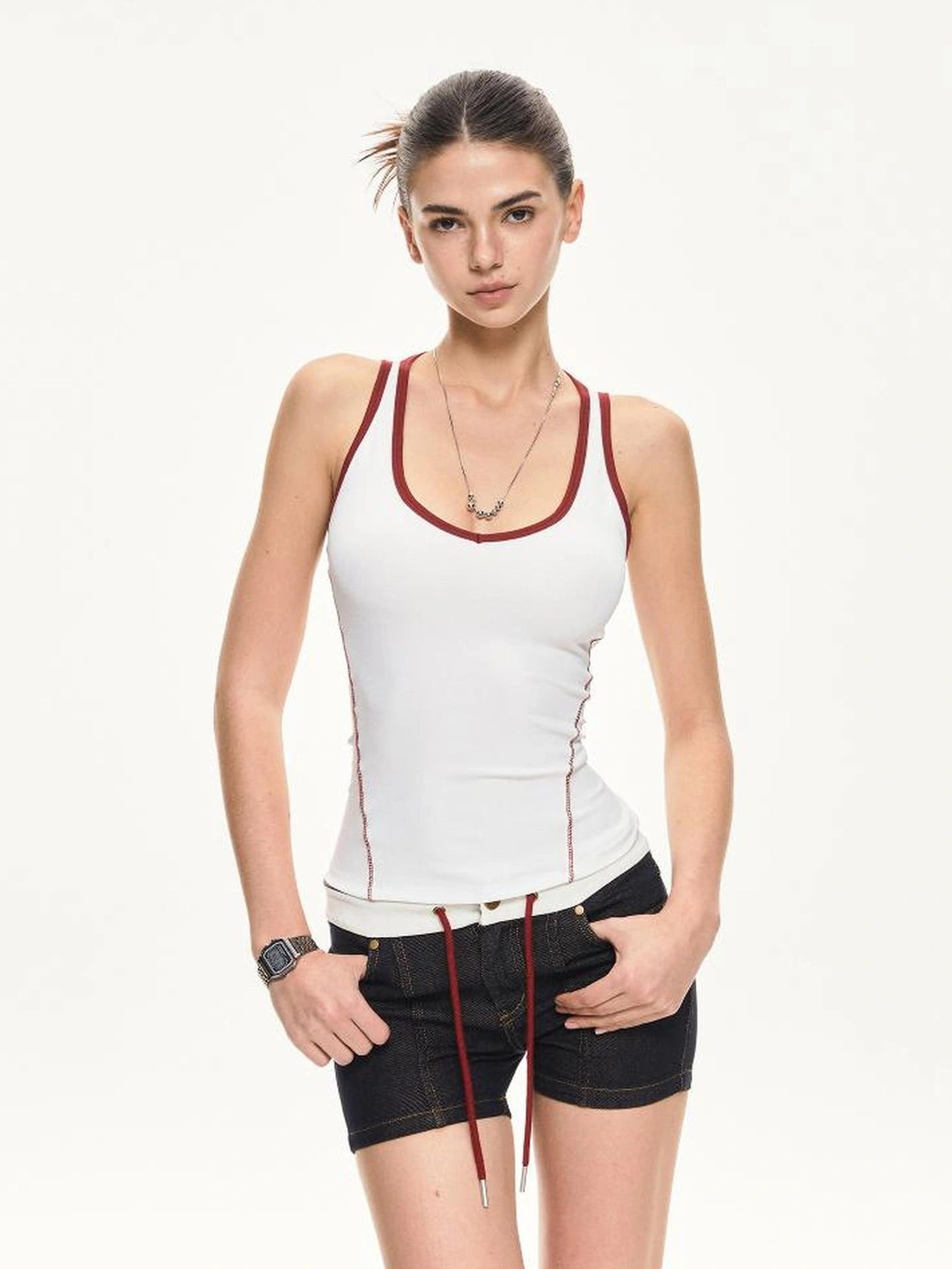 KVKV Yoga Clothing Brand - V-neck Red Trim Active Yoga Top