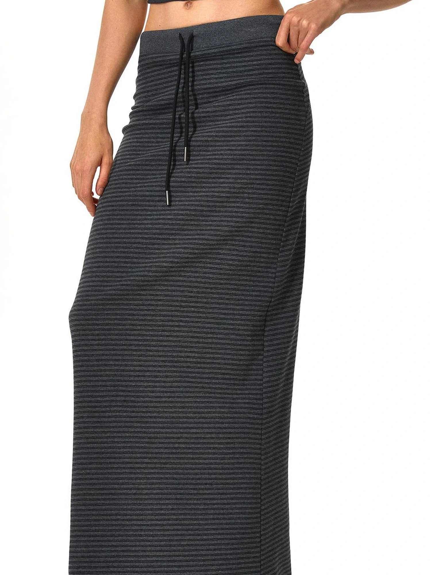kvkv V-neck Striped Bodycon Drawstring Hem Dress