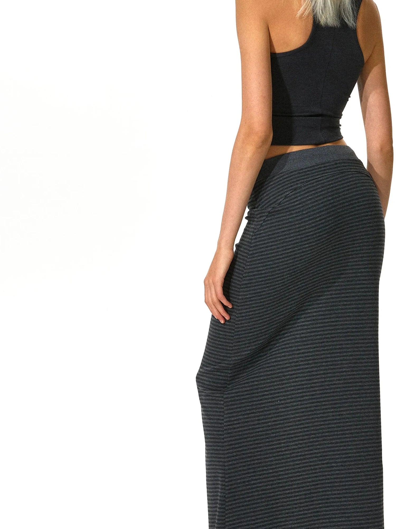 kvkv V-neck Striped Bodycon Drawstring Hem Dress