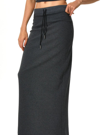kvkv V-neck Striped Bodycon Drawstring Hem Dress