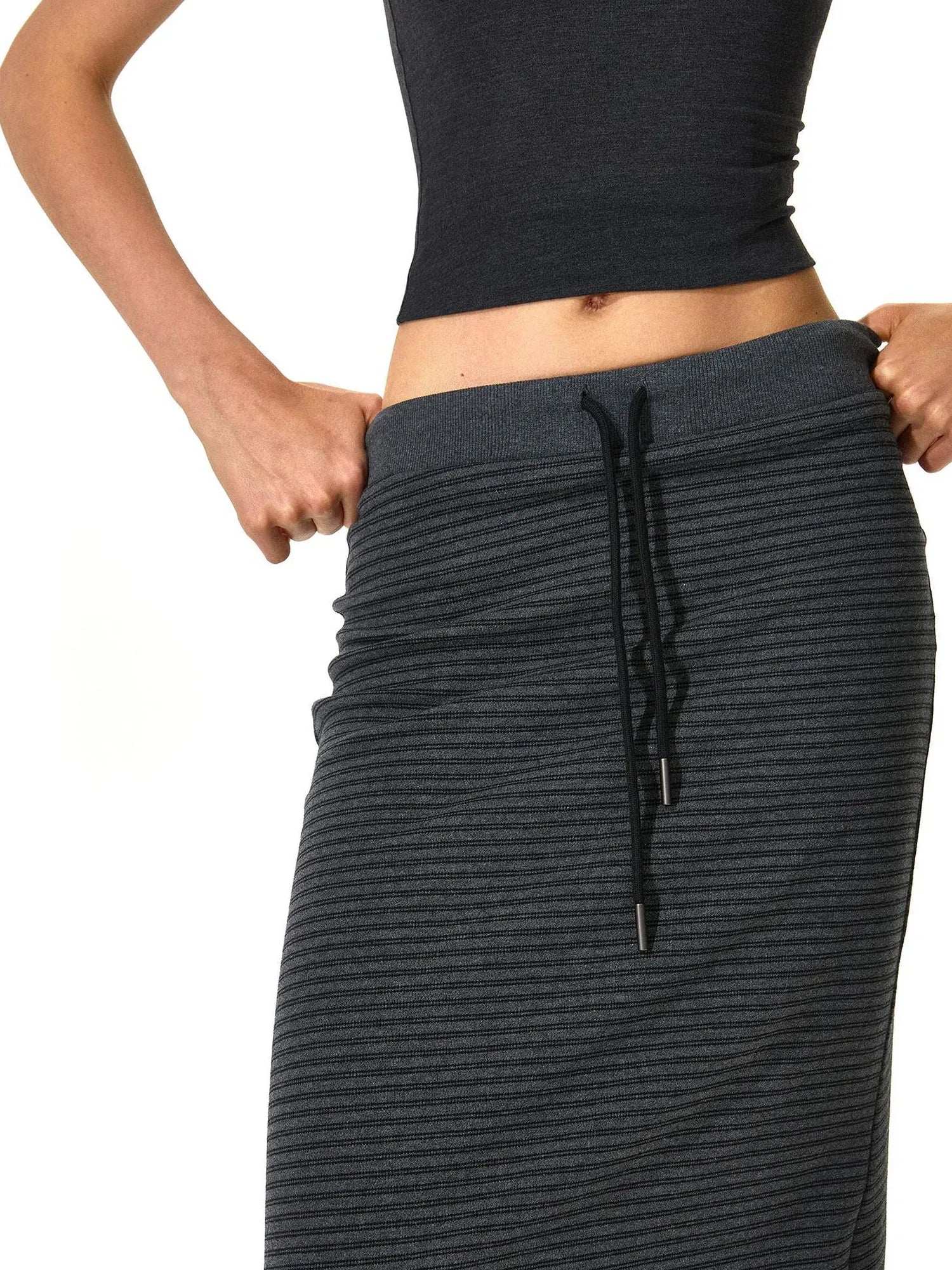 kvkv V-neck Striped Bodycon Drawstring Hem Dress