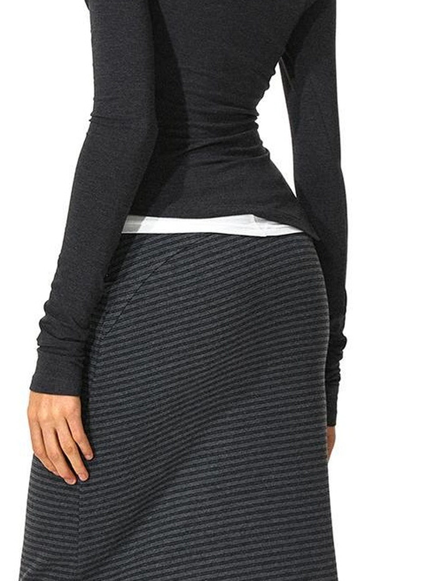 kvkv V-neck Striped Bodycon Drawstring Hem Dress
