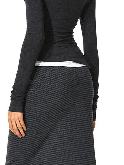 kvkv V-neck Striped Bodycon Drawstring Hem Dress