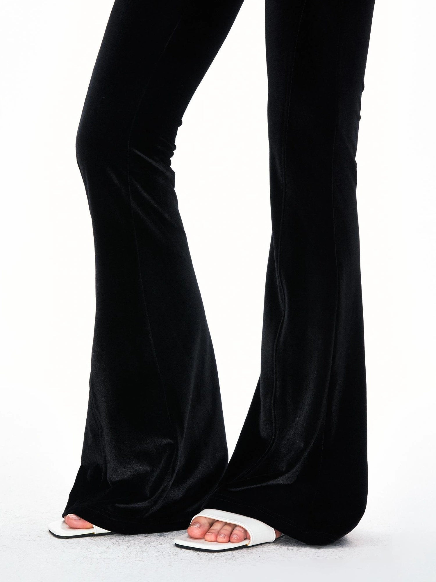 kvkv Velvet Flared Yoga Pants With Rhinestone Detail