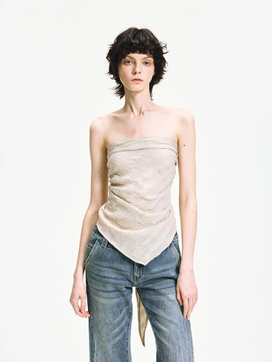 kvkv Versatile Checkered Chiffon Tube Top