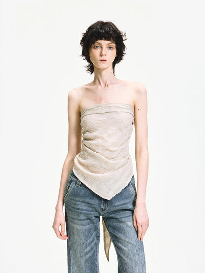 kvkv Versatile Checkered Chiffon Tube Top