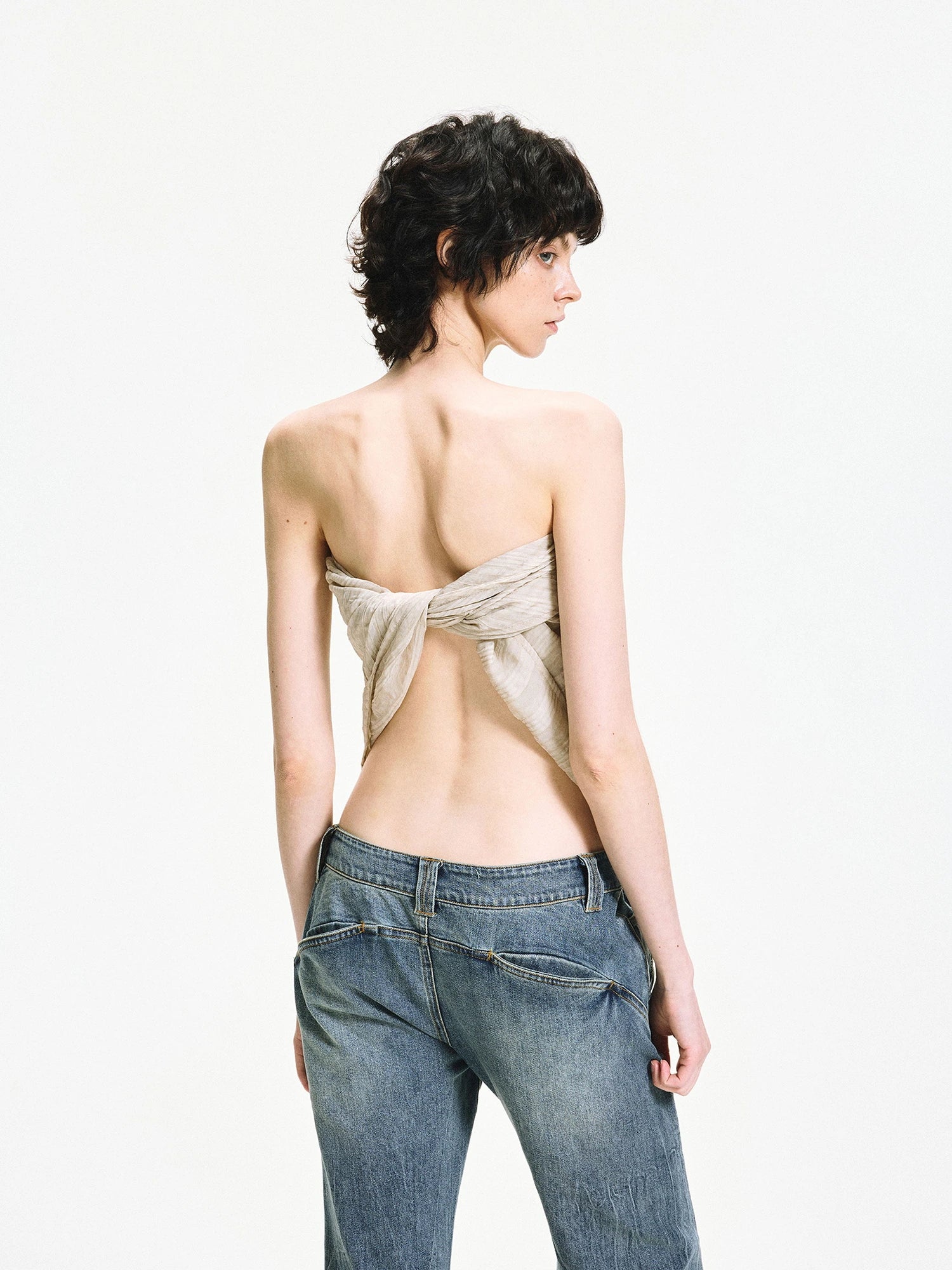 kvkv Versatile Checkered Chiffon Tube Top