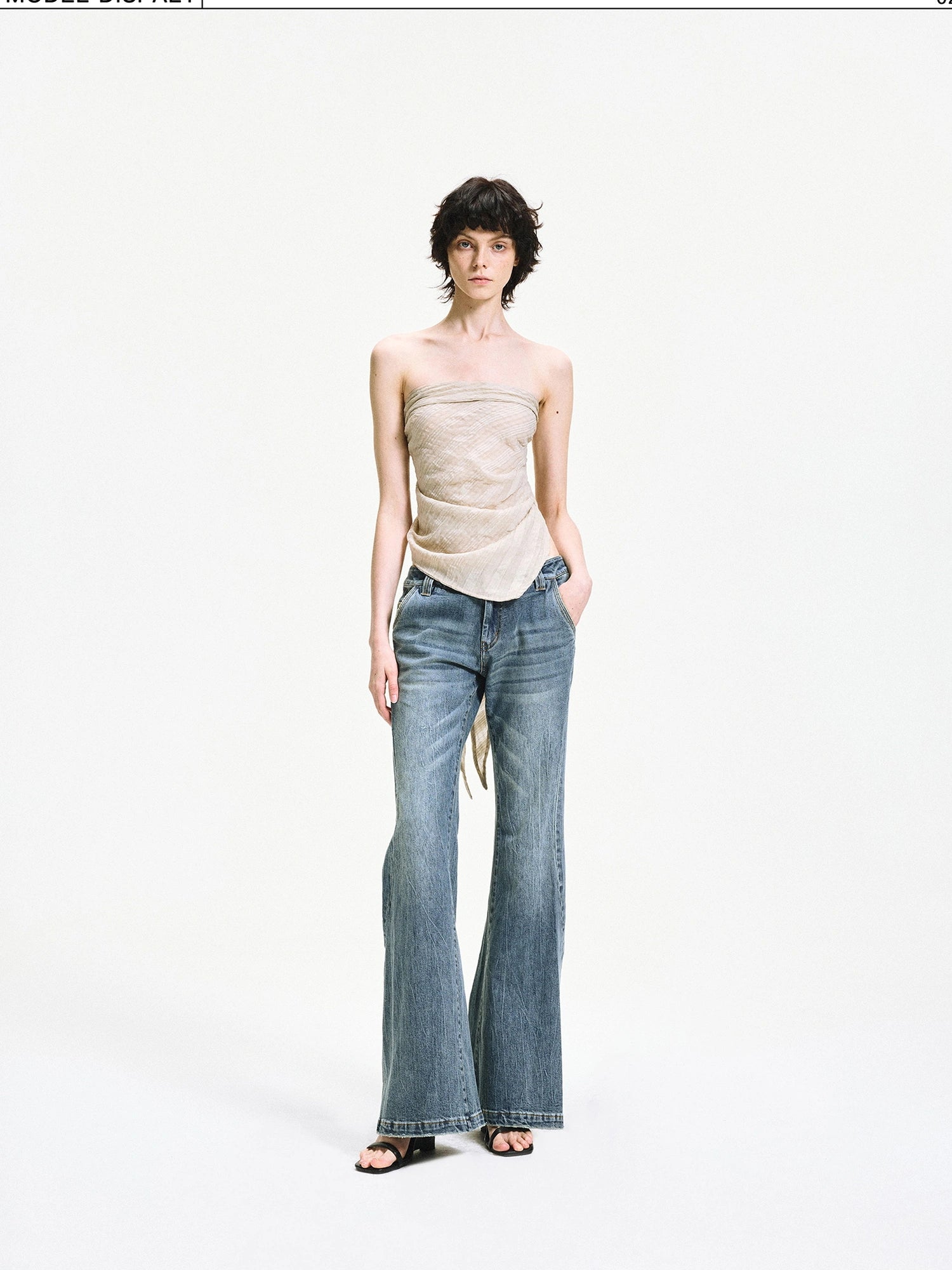 kvkv Versatile Checkered Chiffon Tube Top