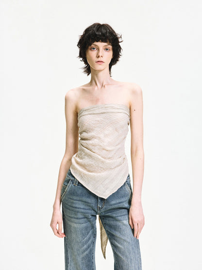kvkv Versatile Checkered Chiffon Tube Top