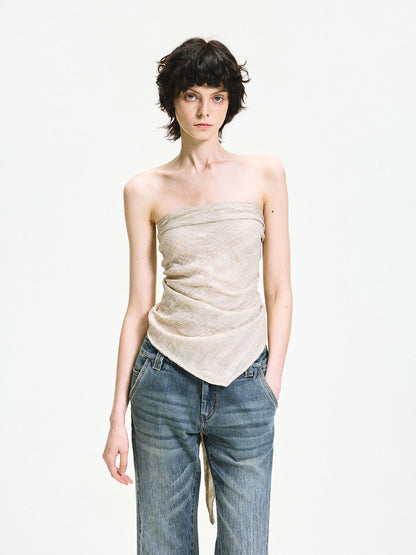 kvkv Versatile Checkered Chiffon Tube Top
