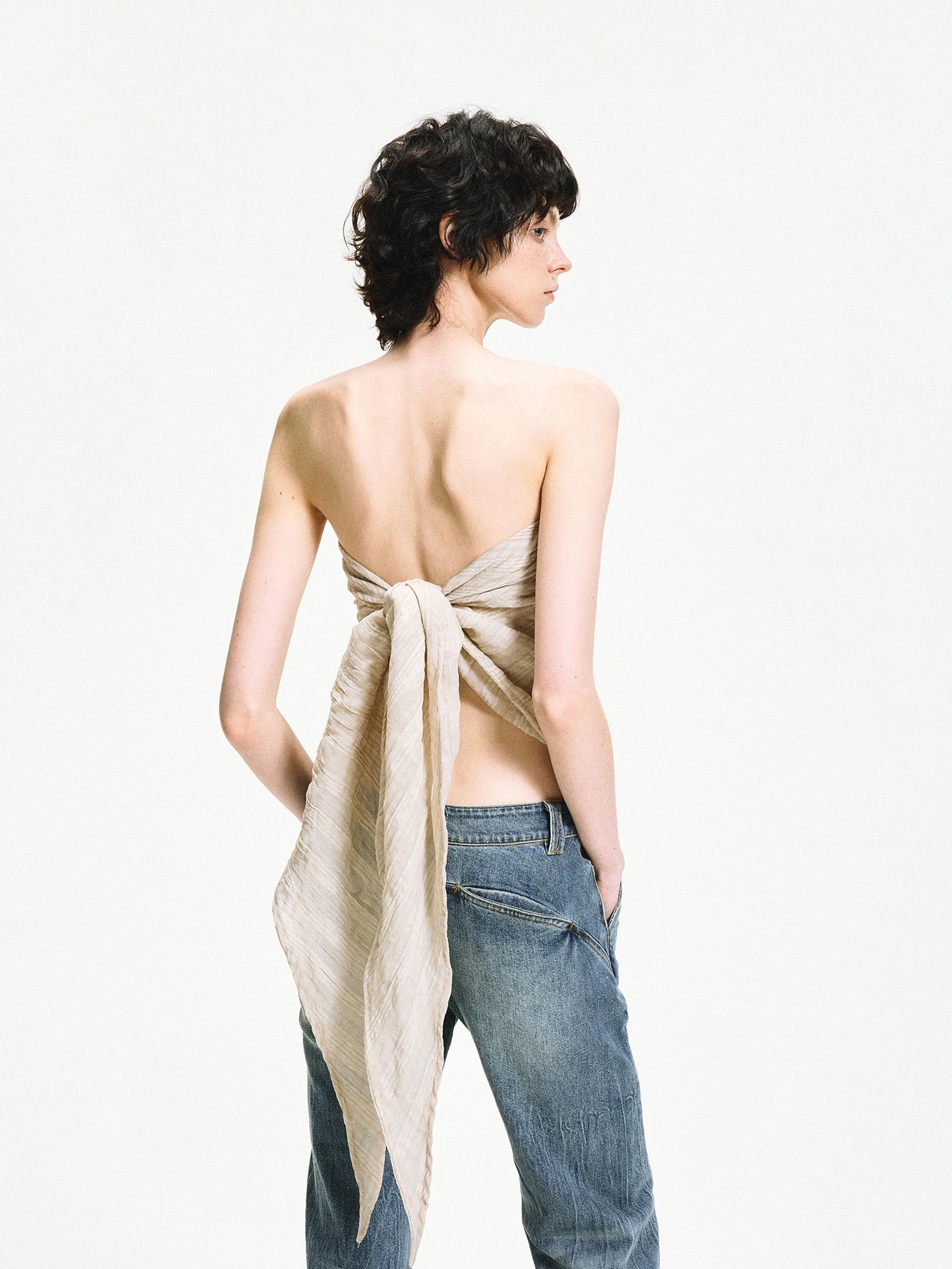 kvkv Versatile Checkered Chiffon Tube Top