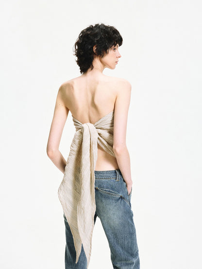 kvkv Versatile Checkered Chiffon Tube Top