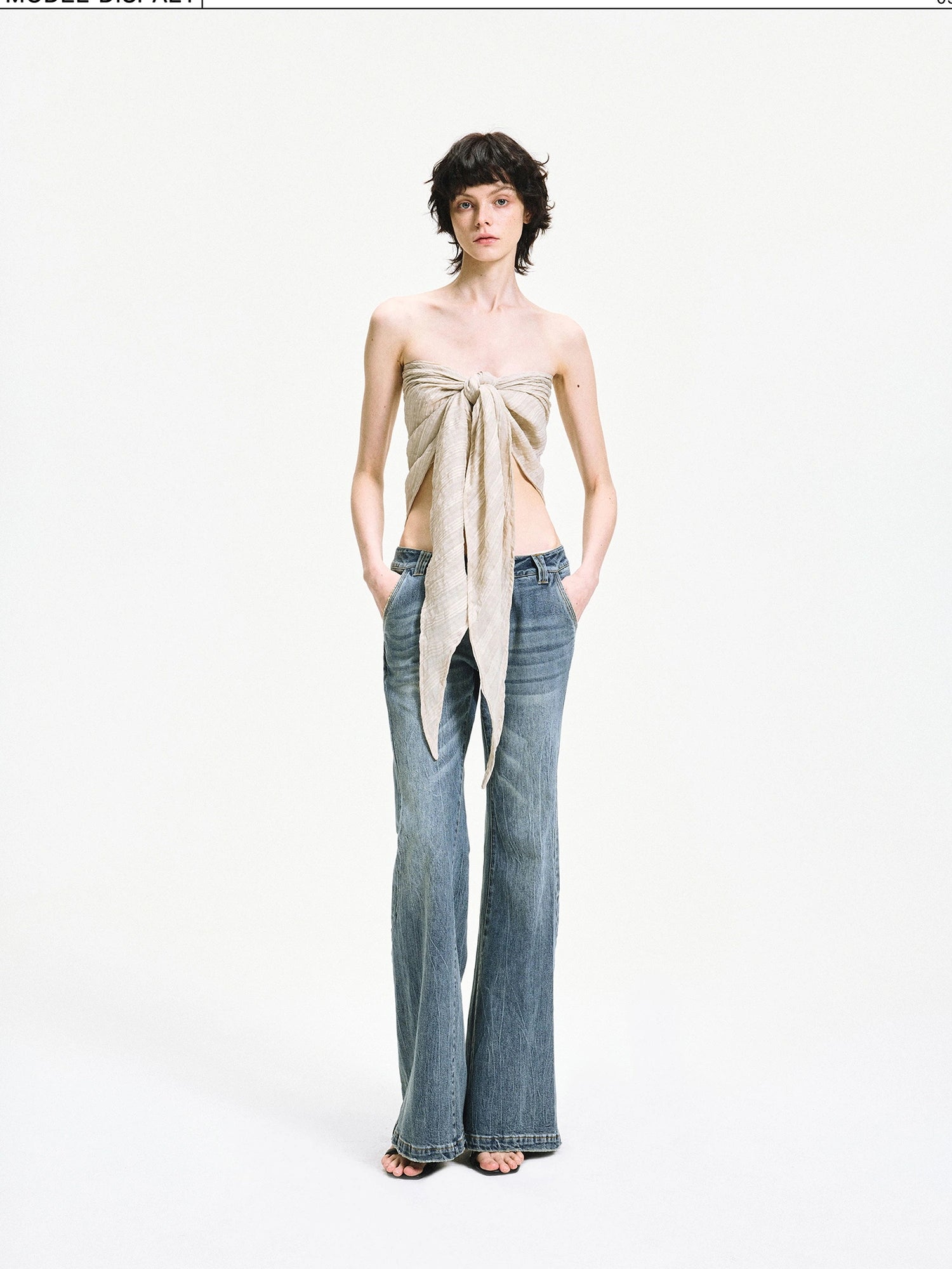 kvkv Versatile Checkered Chiffon Tube Top