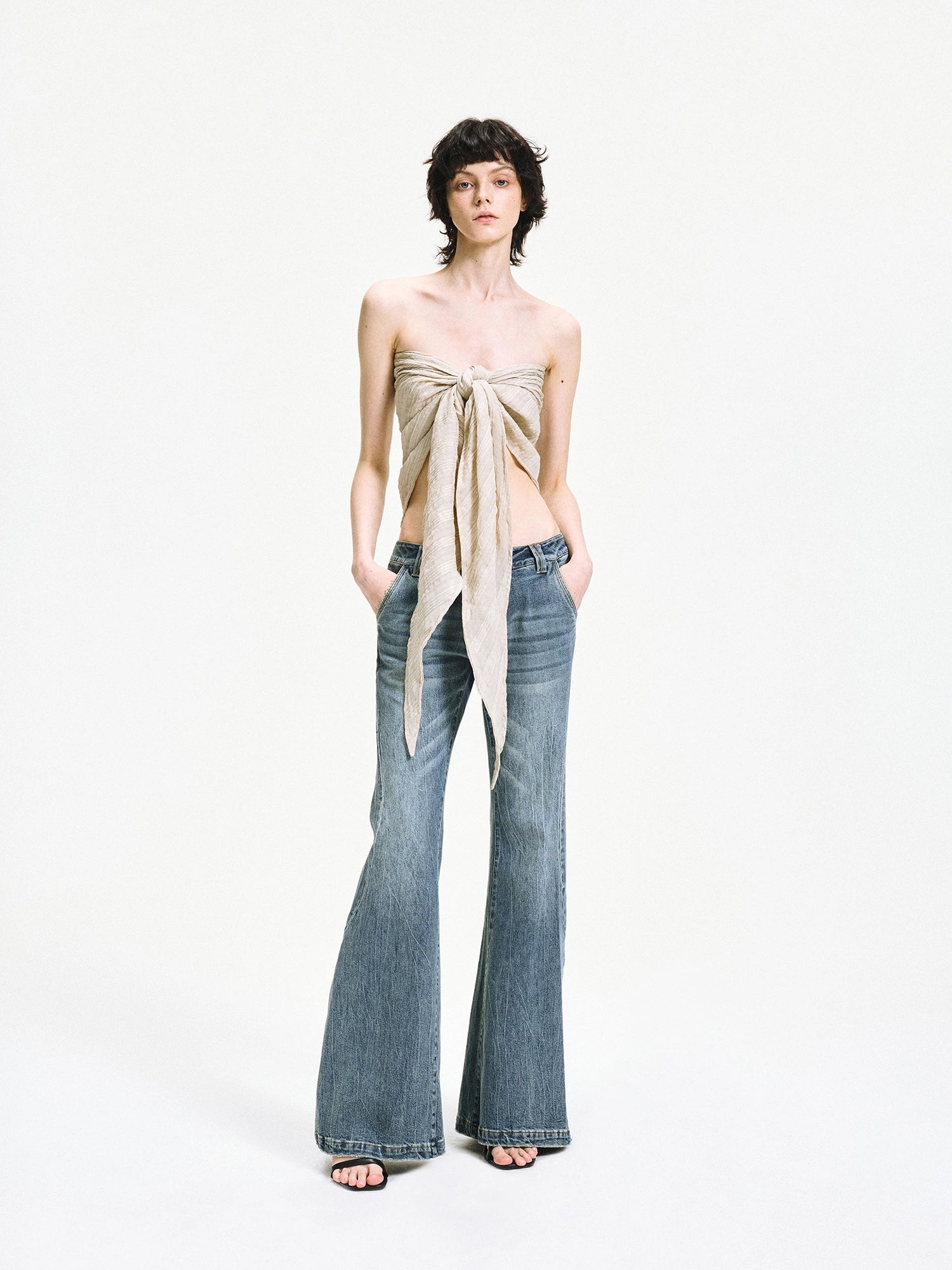 kvkv Versatile Checkered Chiffon Tube Top