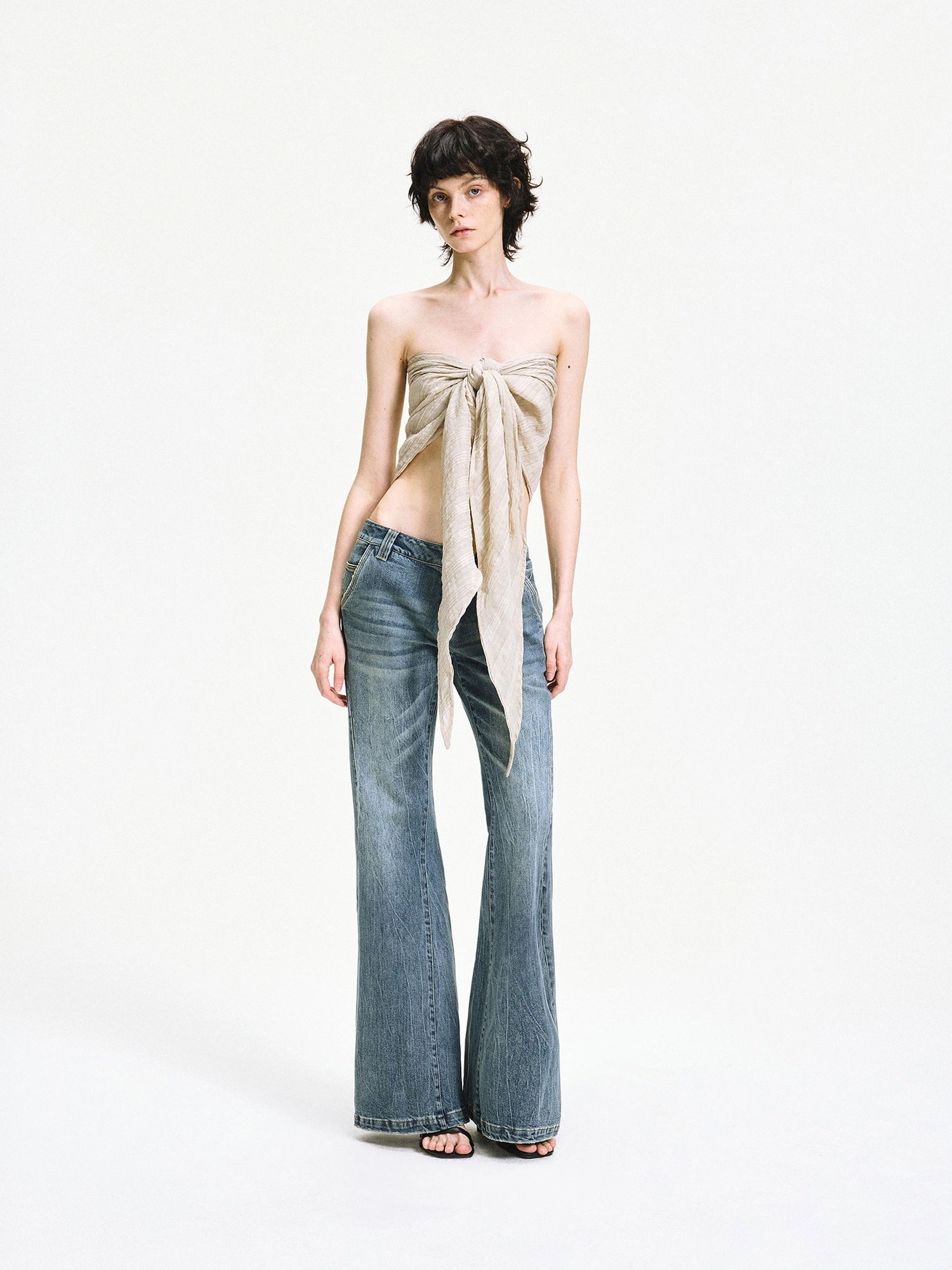 kvkv Versatile Checkered Chiffon Tube Top