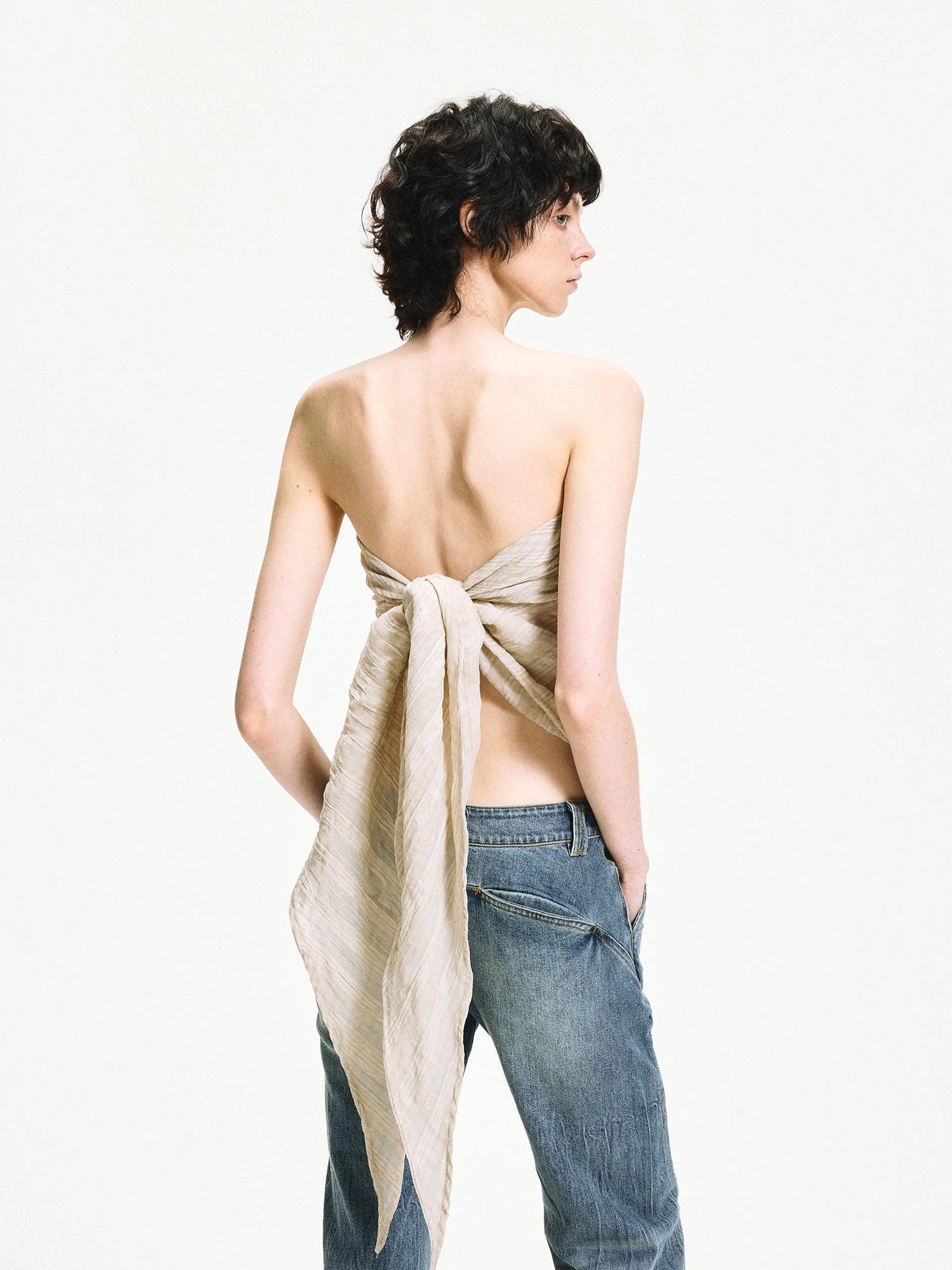 kvkv Versatile Checkered Chiffon Tube Top