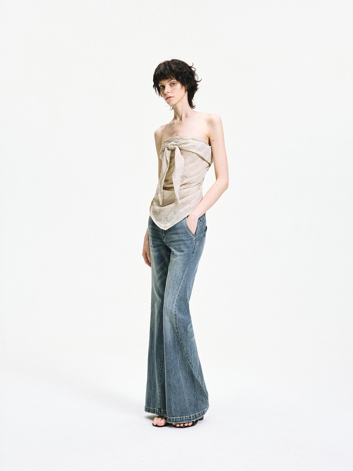 kvkv Versatile Checkered Chiffon Tube Top