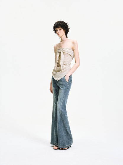 kvkv Versatile Checkered Chiffon Tube Top