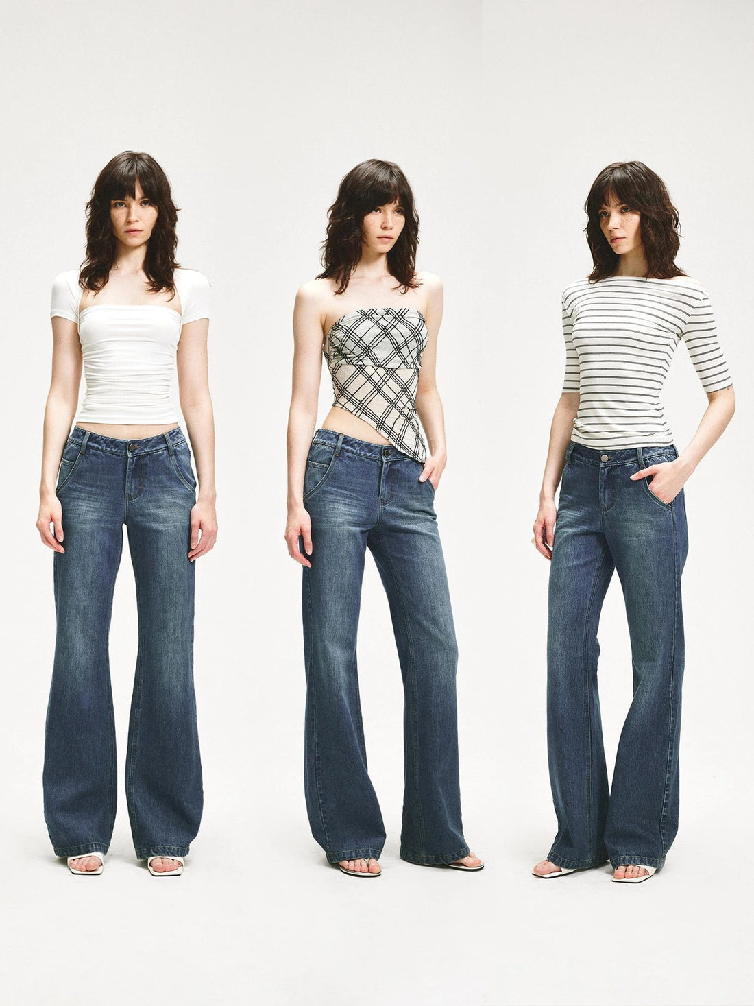 KVKV Yoga Clothing Brand - Vintage Blue Washed Flared Jeans