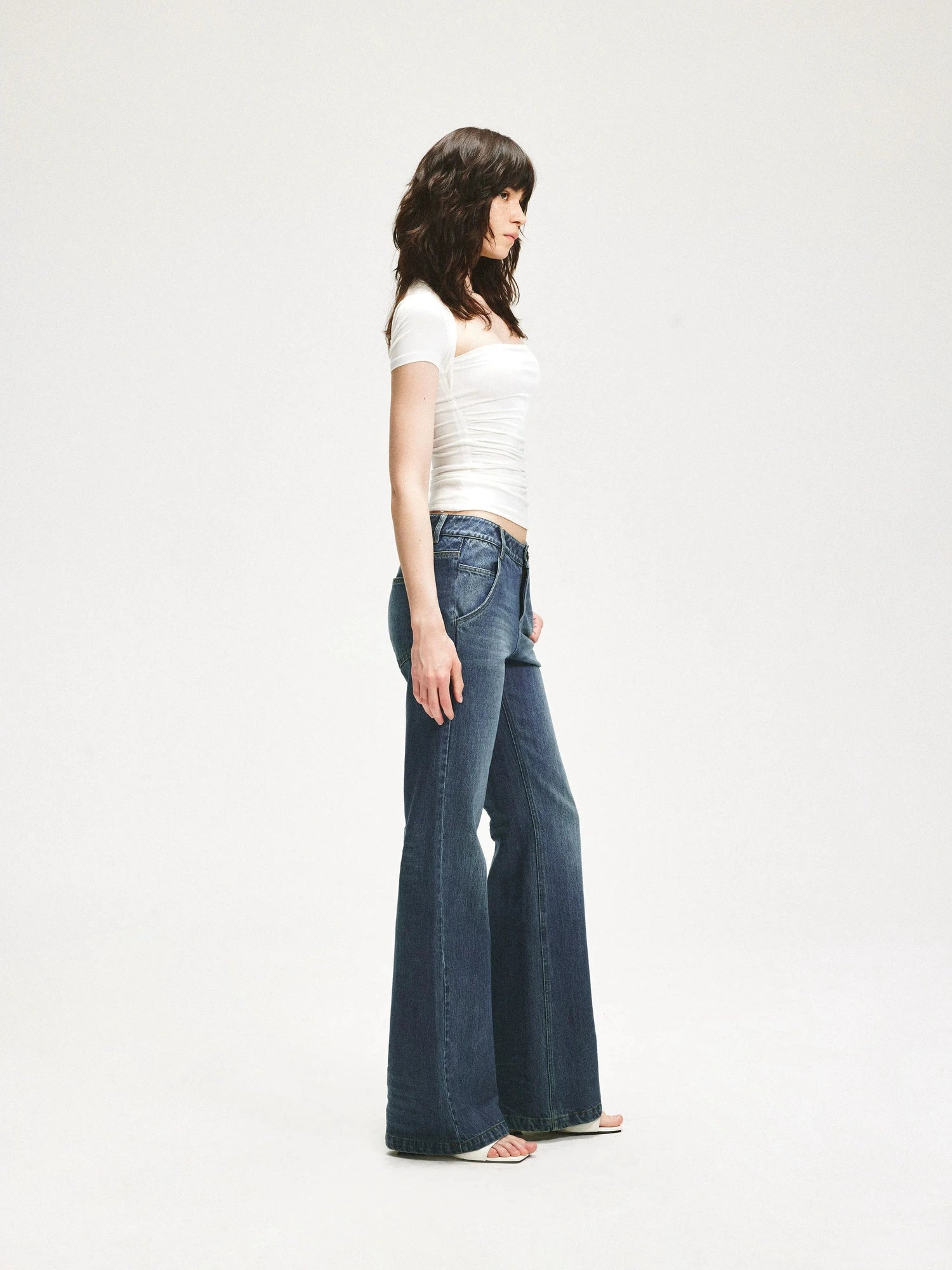 KVKV Yoga Clothing Brand - Vintage Blue Washed Flared Jeans