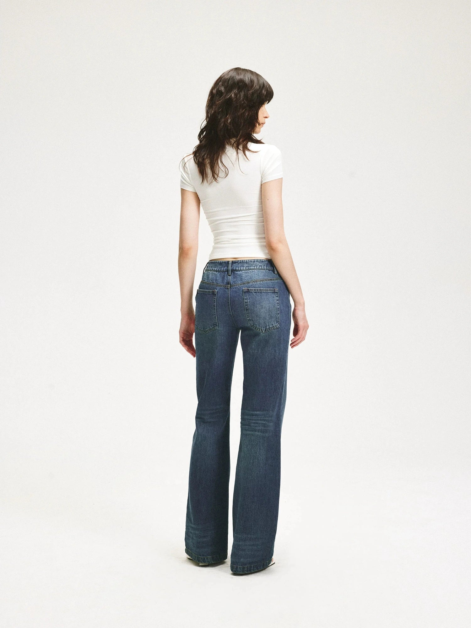 KVKV Yoga Clothing Brand - Vintage Blue Washed Flared Jeans