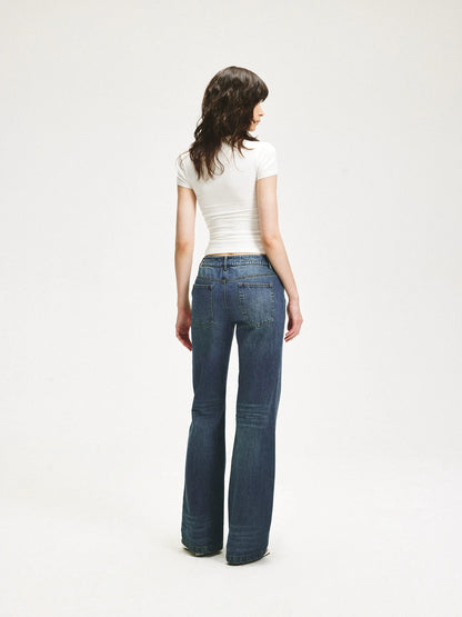 KVKV Yoga Clothing Brand - Vintage Blue Washed Flared Jeans