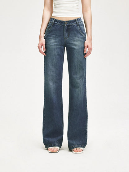 KVKV Yoga Clothing Brand - Vintage Blue Washed Flared Jeans