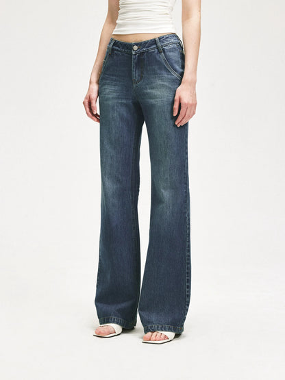 KVKV Yoga Clothing Brand - Vintage Blue Washed Flared Jeans