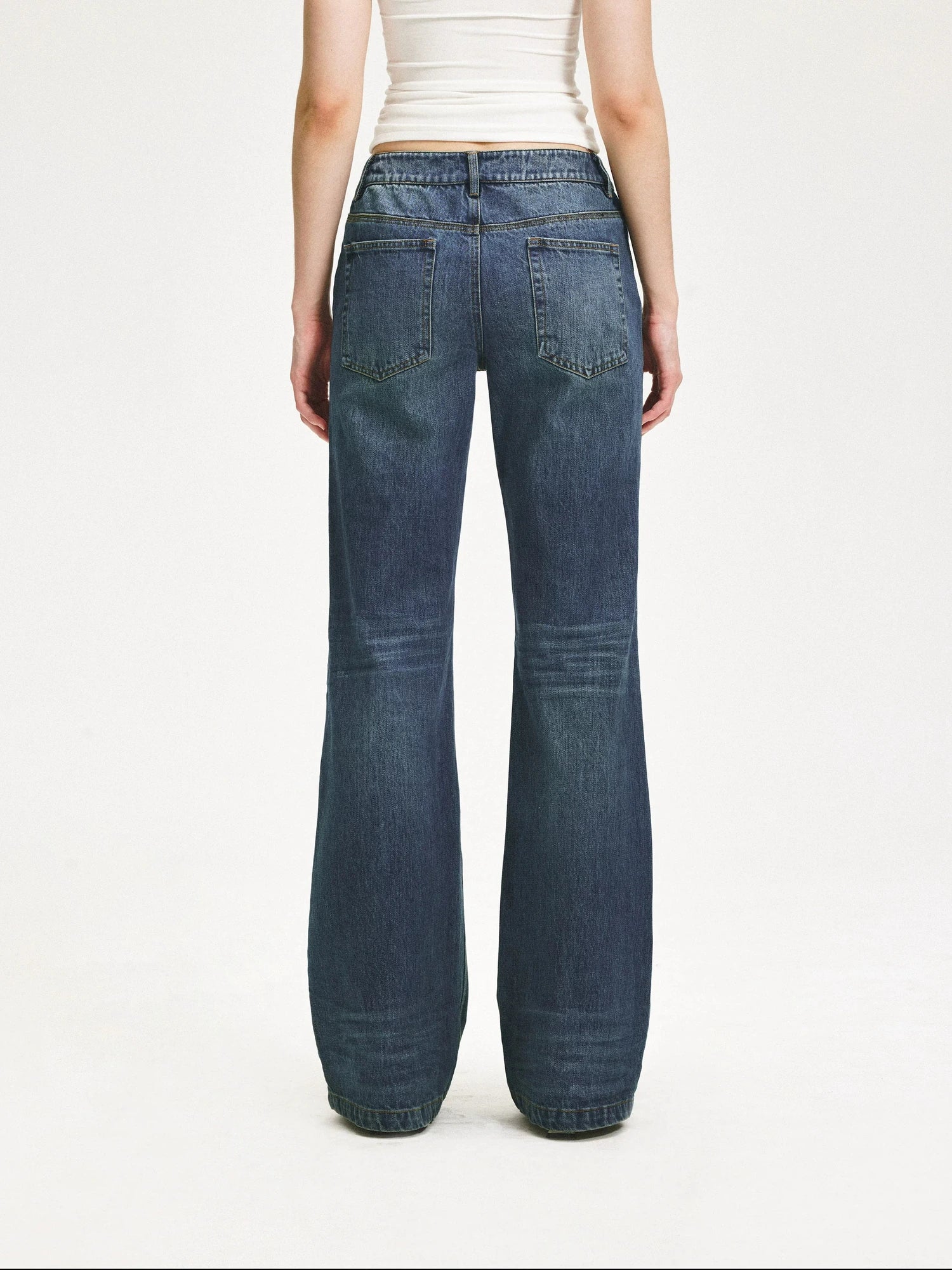 KVKV Yoga Clothing Brand - Vintage Blue Washed Flared Jeans