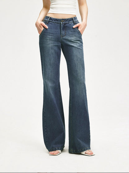 KVKV Yoga Clothing Brand - Vintage Blue Washed Flared Jeans