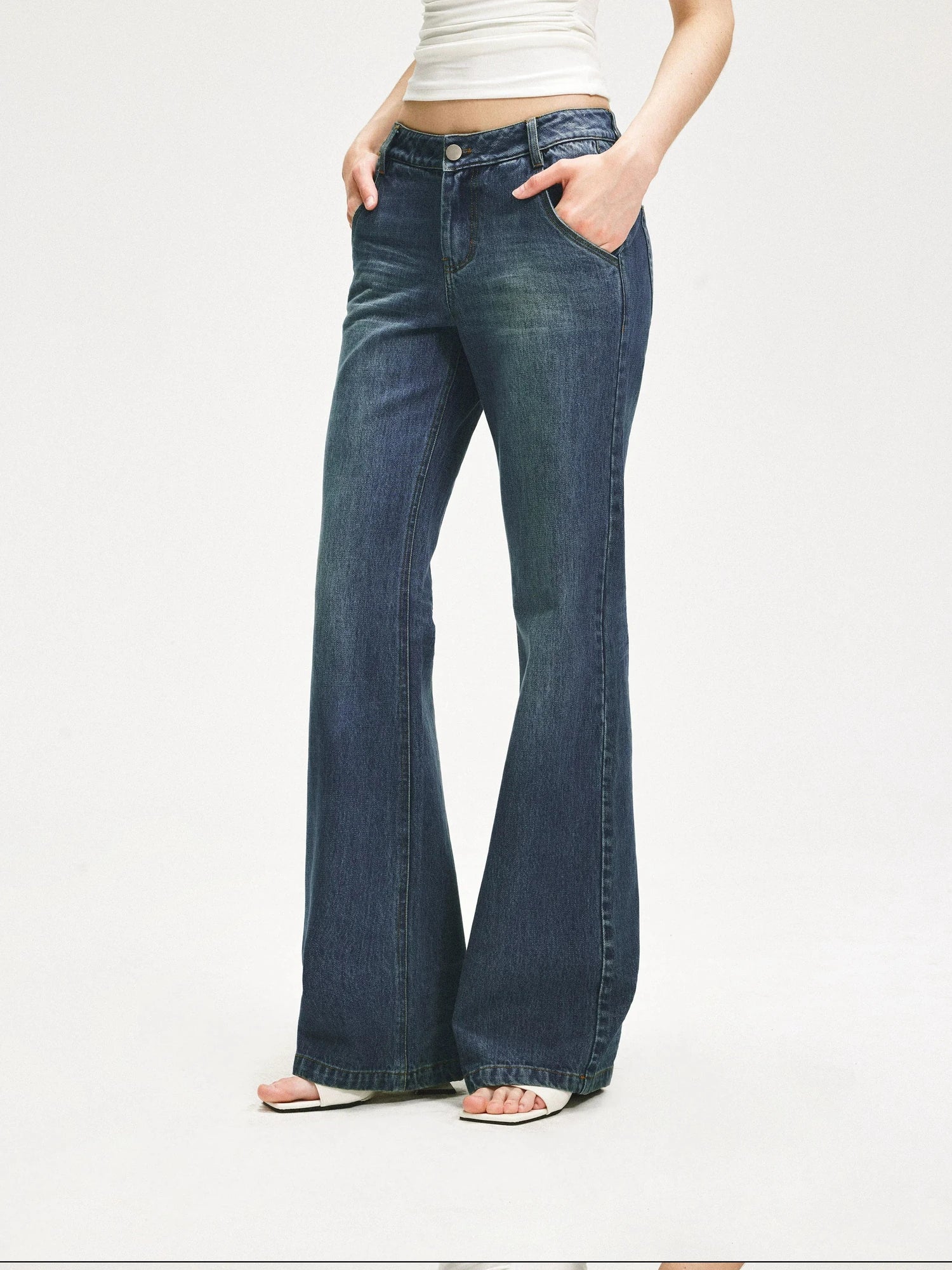 KVKV Yoga Clothing Brand - Vintage Blue Washed Flared Jeans