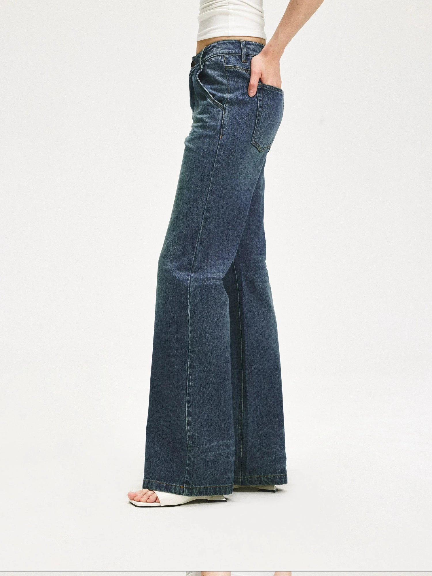 KVKV Yoga Clothing Brand - Vintage Blue Washed Flared Jeans