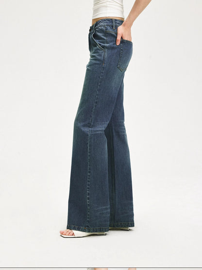 KVKV Yoga Clothing Brand - Vintage Blue Washed Flared Jeans
