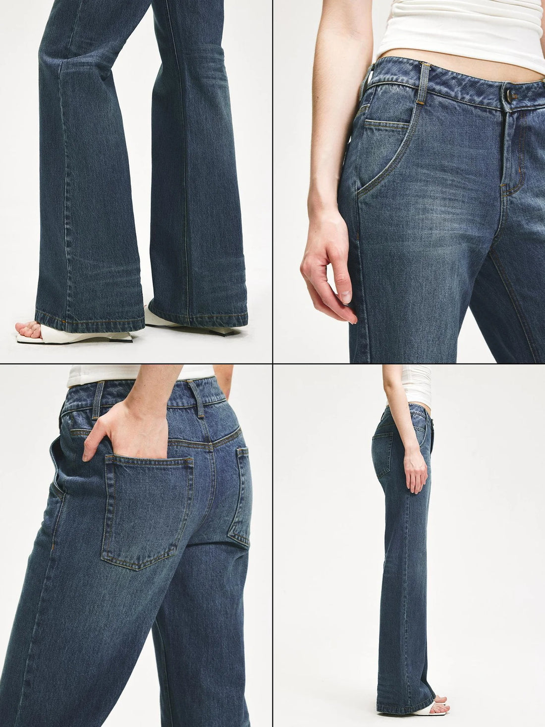 KVKV Yoga Clothing Brand - Vintage Blue Washed Flared Jeans