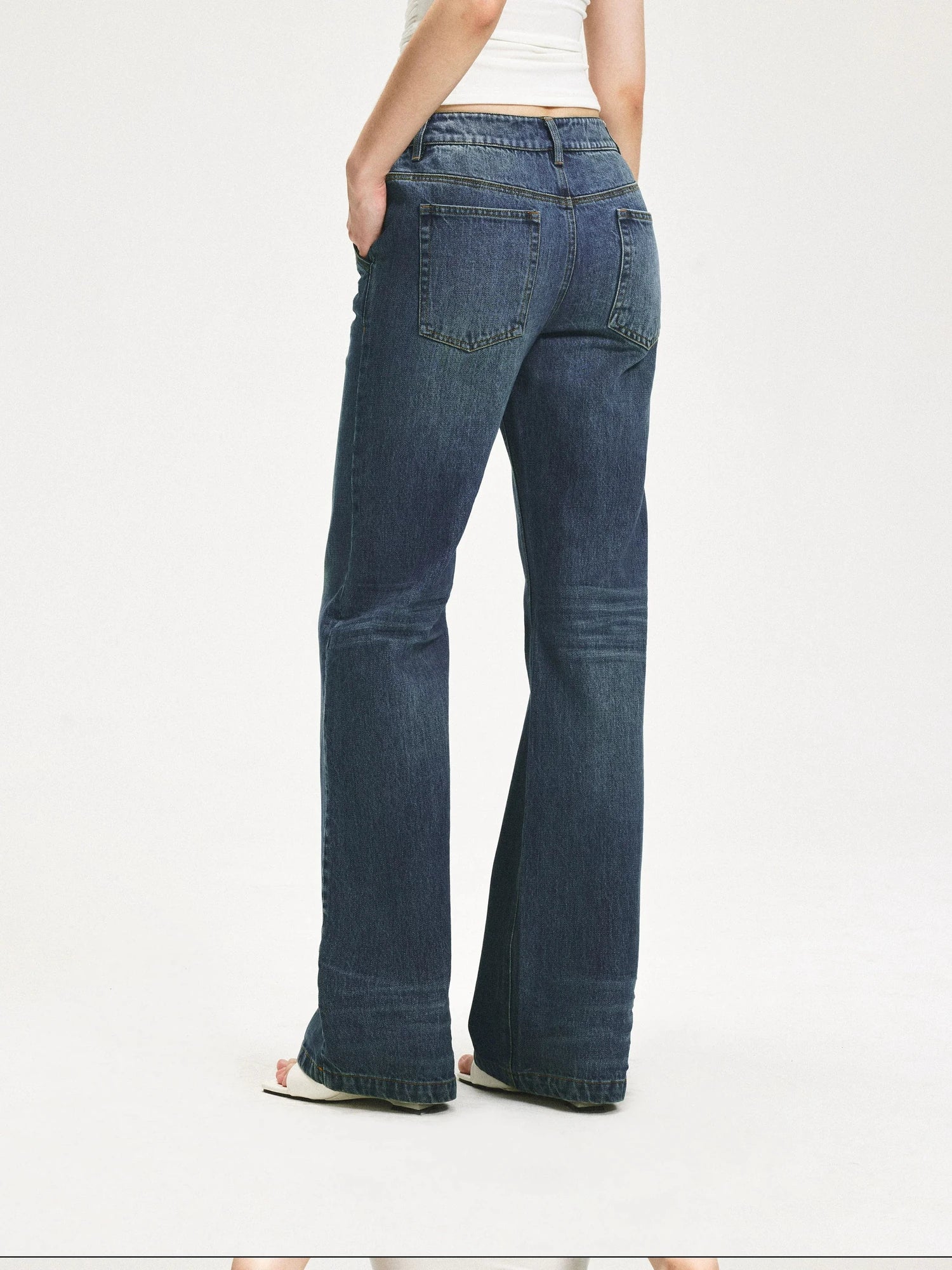 KVKV Yoga Clothing Brand - Vintage Blue Washed Flared Jeans
