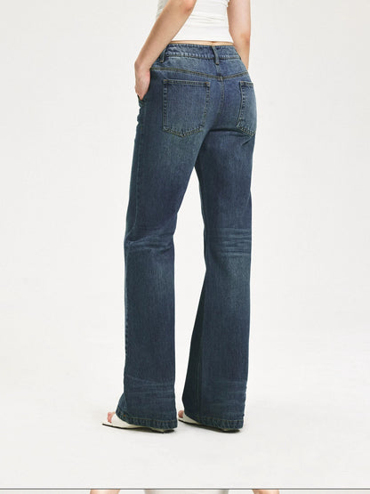 KVKV Yoga Clothing Brand - Vintage Blue Washed Flared Jeans