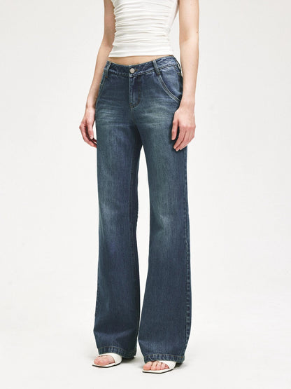 KVKV Yoga Clothing Brand - Vintage Blue Washed Flared Jeans