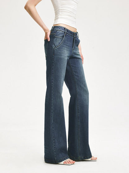 KVKV Yoga Clothing Brand - Vintage Blue Washed Flared Jeans