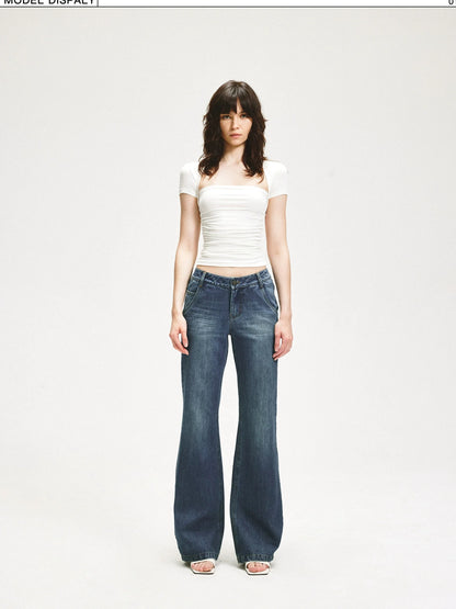 KVKV Yoga Clothing Brand - Vintage Blue Washed Flared Jeans