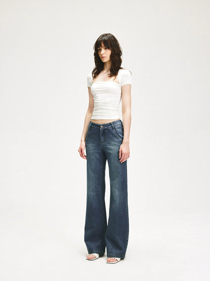 KVKV Yoga Clothing Brand - Vintage Blue Washed Flared Jeans