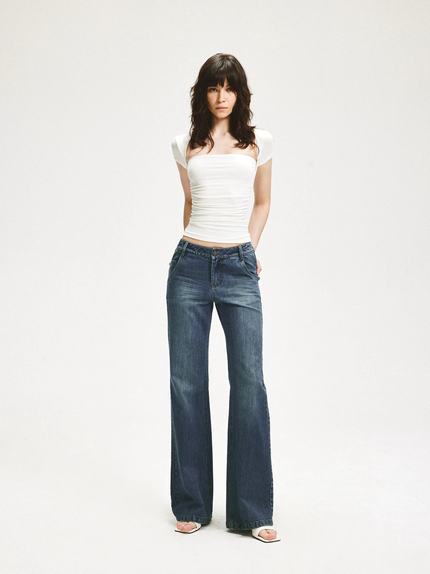 KVKV Yoga Clothing Brand - Vintage Blue Washed Flared Jeans
