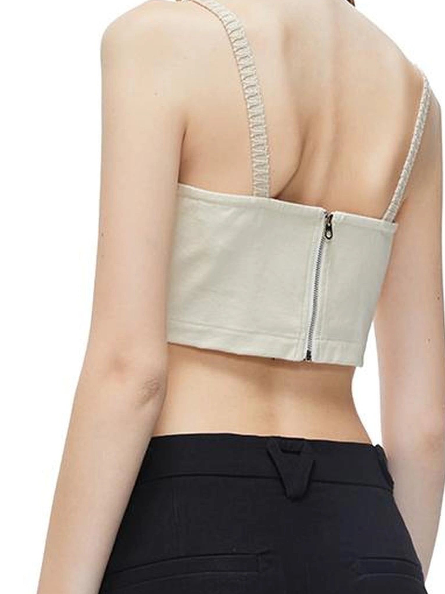 Vintage Cable Knit Layered Denim Tank Top