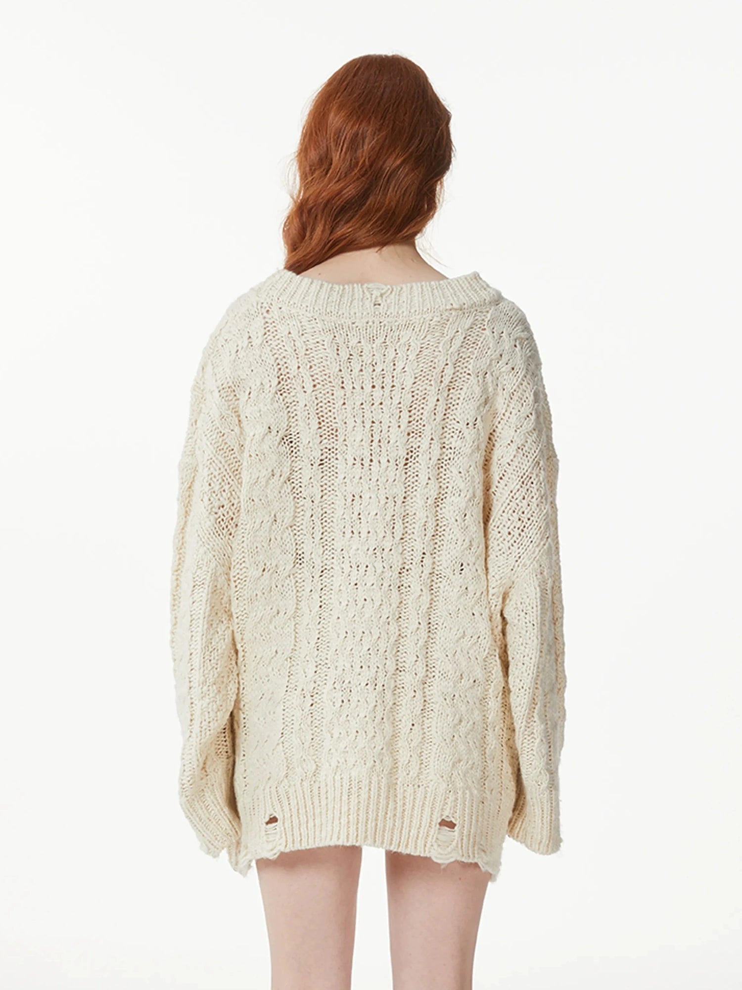kvkv Vintage Cable Knit Sweater With Faded Star Print
